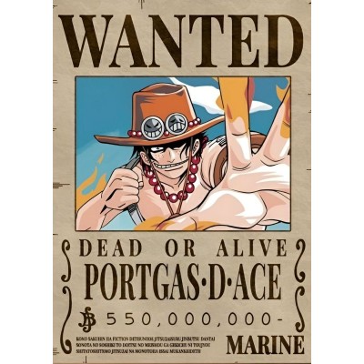 Placa Decorativa WANTED portigas.D.Ace  One Piece Mod.06